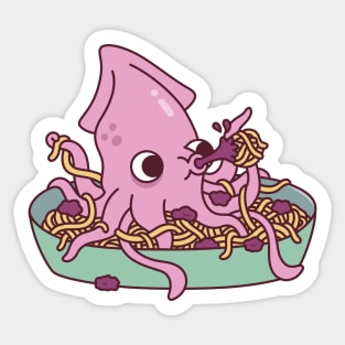 Cute Squid Squirting Squid Ink Pasta Funny Sticker